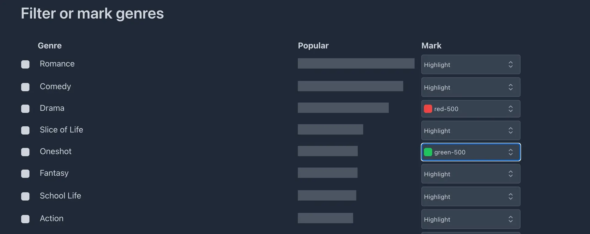 Mark your favorites comics